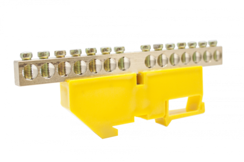 Шинки нулевые латунные на дин-опоре ШНИ 8х12мм 14 отв. цвет желтый | код DBN-28-14PE | Engard