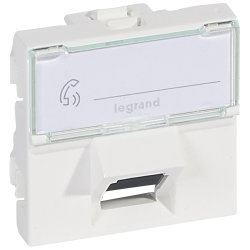 Розетка RJ 45 - Программа Mosaic - категория 6 - FTP 45° - 2 модуля - белый | код 076505 | Legrand