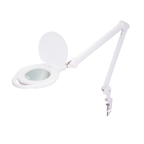 Лупа на струбцине REXANT, круглая, 5D, с подсветкой 96 LED, теплый и холодный свет, белая | код 31-0535 | REXANT