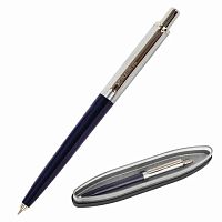 Ручка подарочная шариковая BRAUBERG Soprano , СИНЯЯ, корпус серебристый с синим, линия письма 0,5 мм | код 143484 | BRAUBERG