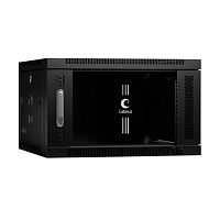Cabeus SH-05F-6U60/60-BK Шкаф телекоммуникационный настенный 19 6U 600x600x368mm (ШхГхВ) дверь стекло, цвет черный (RAL 9004) | код 8587c | Cabeus