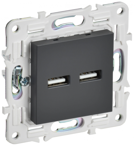 SKANDY Роз. USB A+A 3,1А SK-R15T титан IEK | код SK-U21-D31-K48 | IEK