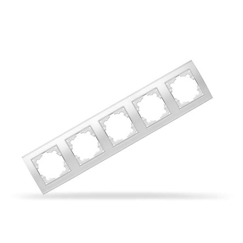 Рамка 5 постов Бриллиант горизонтальная белая | код 1028 | Universal