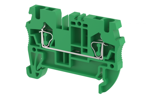 Клемма проходная пружинная 2,5 мм2, на 2 подключения, зеленая SQ2.5-GREEN | код 2102010003 | Elmex