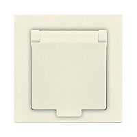 Розетка 1-м СП Афина 16А IP20 с заземл. с крышкой в сборе сл. кость (ivory) | код A0029-I | Universal