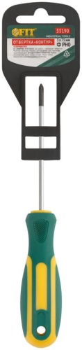 Отвертка ''Контур'', CrV сталь, прорезиненная ручка 3х75 мм РН0 | код 55190 | FIT фото 3 Отвертка ''Контур'', CrV сталь, прорезиненная ручка 3х75 мм РН0 | код 55190 | FIT фото 3