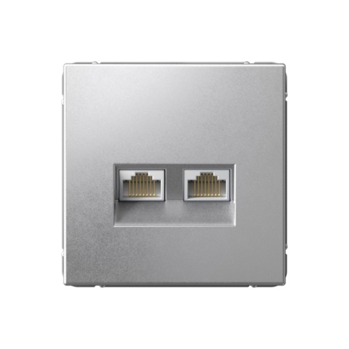 ARTGALLERY РОЗЕТКА двойная компьютерная RJ45+RJ45, кат.6А, механизм, АЛЮМИНИЙ | код GAL000388 | Systeme Electric