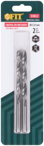 Сверла по металлу HSS полированные в блистере 5.0 мм (2 шт) | код 33812 | FIT фото 3 Сверла по металлу HSS полированные в блистере 5.0 мм (2 шт) | код 33812 | FIT фото 3