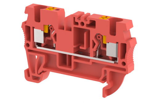 Клемма проходная PUSH-IN 4 мм2, на 2 подключения, красная PQ4-RED | код 3103010002 | Elmex