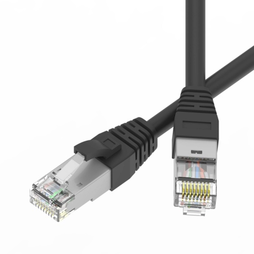 Патч-корд экранированный SLIM CAT6A S/FTP 4х2, 28 AWG, LSZH, чёрный, 0,2м | код RN6ASF4502BK-28 | DKC