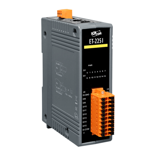 ET-2251 CR Ethernet I/O Module with 2-port Ethernet Switch, 16-ch wet contact and dry contact DI (RoHS) | код 00-06106667 | ICP DAS