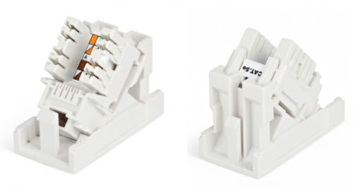 Розетка (вставка) 45x22 5 (аналог Mosaic) с наклонным модулем RJ-45 категории 5е, Hyperline SIP2K-C5E-M45-22.5 | код 35210 | Hyperline