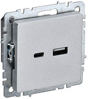 Розетка BRITE USB A+C 18Вт РЮ11-1-БрА алюм. | код. BR-U22-018-K47 | IEK