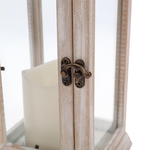 Фонарь декоративный 15х15х38см тепл. бел. со свечкой корпус из дерева беж. Neon-Night 513-073 фото 3 Фонарь декоративный 15х15х38см тепл. бел. со свечкой корпус из дерева беж. Neon-Night 513-073 фото 3