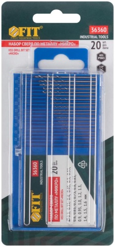 Сверла по металлу HSS полированные ''микро'' набор 20 шт (0.3-1.6 мм) | код 36360 | FIT фото 3 Сверла по металлу HSS полированные ''микро'' набор 20 шт (0.3-1.6 мм) | код 36360 | FIT фото 3