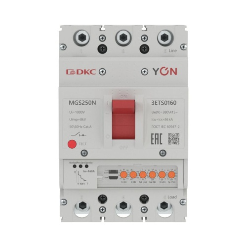 Выключатель автоматический в литом корпусе MGS250N 3P 63-160А 36кА с электронным расцепителем ETS YON MGS250N-3ETS0160 фото 2 Выключатель автоматический в литом корпусе MGS250N 3P 63-160А 36кА с электронным расцепителем ETS YON MGS250N-3ETS0160 фото 2