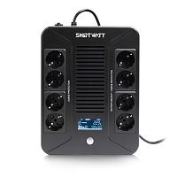 ИБП UPS SAFE PRO LCD 1000 линейно-интерактивный, мощность 1000/600 ВА/Вт, напольный/настенный, LCD дисплей, Shuko CEE7/4 - 8 шт. (4 шт. с резервным питанием, 4 шт. - сетевой фильтр) | код 3703020280003 | SMARTWATT