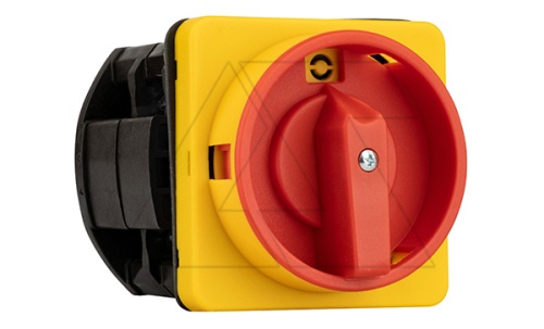Переключатель BS 63 10 LK (IP54), аварийный, 3P, 63A, тип 0-1, 22kW(400VAC по АС-23), на дверь, красная блокируемая в 0 рукоятка, фронт IP54 | код EAC610645 | Rade Koncar