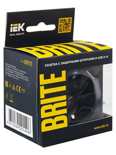 BRITE Роз. с з/к/ш 16А с USB A+A 3,1А РЮш10-2-БрГ граф. IEK | код BR-R14-16-U21-D31-K53 | IEK фото 7