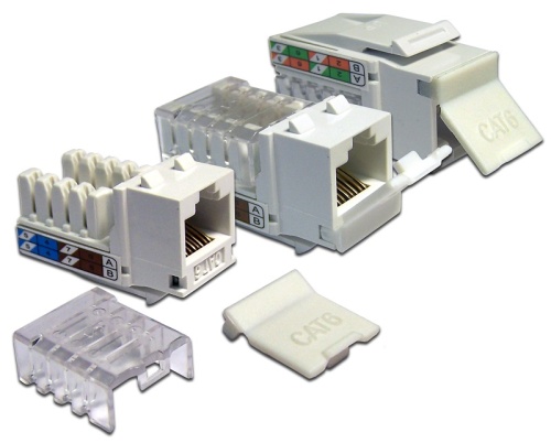 Модуль Keystone, RJ45, кат.6, UTP, 90 градусов, со встроенной шторкой, белый | код LAN-OK45U6/90P-WH | LANMASTER