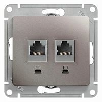 Розетка компьютерная 2xRJ45 Cat.5 GLOSSA, платина | код. GSL001285KK | Schneider Electric