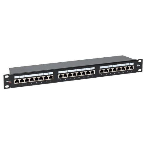 Патч-панель 19дюйм 1U кат.5E STP полн. экранир. 24 порта RJ45 Dual IDC с органайзером TERACOM PRO | код TRP-PPNL-5ESTP-1U24 | EKF