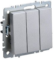 BRITE Выключатель 3-клавишный 10А ВС10-3-0-БрА алюминий | код BR-V30-0-10-K47 | IEK