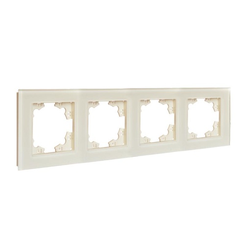 Рамка 4-м Афина стеклянная сл. кость (ivory) UNIVersal 2275 фото 2