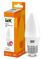 Лампа светодиодная ECO C35 свеча 7Вт 230В 3000К E27 | код. LLE-C35-7-230-30-E27 | IEK