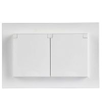 Розетка 2-м СП BRITE РСбш12-3-44-БрАБ 16А IP44 в сборе с крышкой арктич. бел. IEK BR-R26-16-44-K91-F