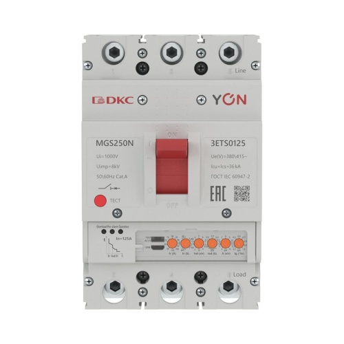 Выключатель автоматический в литом корпусе MGS250N 3P 50-125А 36кА с электронным расцепителем ETS YON MGS250N-3ETS0125 фото 2 Выключатель автоматический в литом корпусе MGS250N 3P 50-125А 36кА с электронным расцепителем ETS YON MGS250N-3ETS0125 фото 2