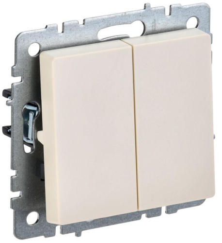 BRITE Выключатель 2-клавишный 10А ВС10-2-0-БрКр бежевый | код BR-V20-0-10-K10 | IEK