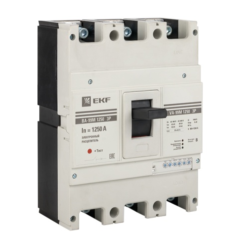 Выключатель автоматический ВА-99М 1250/1250А 3P 50кА с электронным расцепителем PROxima | код mccb99-1250-1250me | EKF