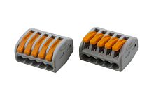 222-415 Универсальная клемма, 5-проводная, серая (0,08-2,5/4 мм кв) (40 шт./уп.) WAGO | код 07-5155 | WAGO