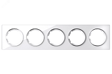 Рамка горизонтальная стеклянная на 5 приборов, цвет белый | код 2234928 | OneKeyElectro