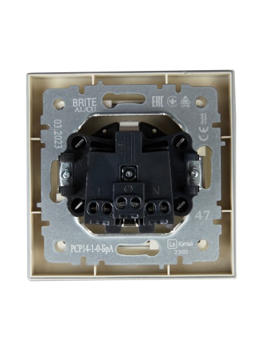 Розетка СП BRITE РСР14-1-0-БрА 16А в сборе с заземл. защ. шторки алюм. | код BR-R14-16-K47-F | IEK фото 6