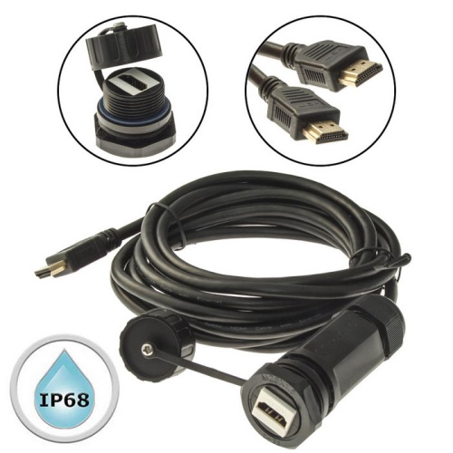 Разъём герметичный SZC M25HDMIZ1-2.0G-2M, 18 Гб/с | код 107921 | SZC