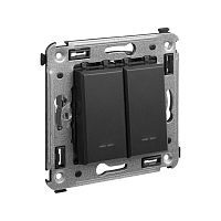 Кнопка двухклавишная в стену, ''Avanti'', ''Черный матовый'' | код. 4412154 | DKC