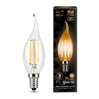 Лампа светодиодная филаментная Black Filament 9Вт свеча на ветру 2700К E14 | Код. 104801109 | Gauss