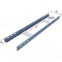 Лоток лестничный LL70х200х2500-1.2 горячеоцинкованный | код LL70-200-1.2-2500 HD | КМ-профиль
