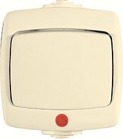 РОНДО IP44 О/У 1-клавишный ПЕРЕКЛЮЧАТЕЛЬ с подсвет.6А, 250В, СЛ.КОСТЬ. Россия | код VA66-123B-SI | Systeme Electric