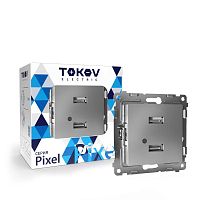 Розетка 2-м USB СП Pixel тип A+A 5В 1х2.1А 2х1.05А механизм алюм. | код TKE-PX-2USB-C03 | TOKOV ELECTRIC
