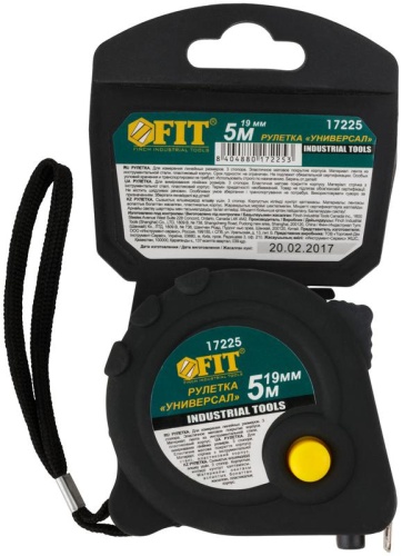 Рулетка прорезиненный корпус ''Универсал'' тройной стопор 5 м x 19 мм | код 17225 | FIT фото 3 Рулетка прорезиненный корпус ''Универсал'' тройной стопор 5 м x 19 мм | код 17225 | FIT фото 3