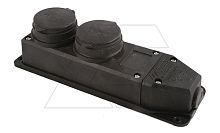 Блок розеточный 2х2P+E c крышкой, IP44, моноблок, черный | код 010-083-500292 | Mutlusan
