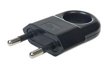 Вилка пластиковая прямая (евровилка CEE 7/16) б/з с кольцом 10А 250В IP20 черн. | код 30475 3 | Duwi