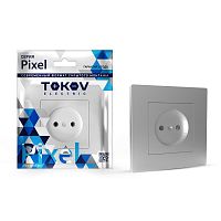 Розетка 1-м СП Pixel 16А IP20 без заземл. в сборе алюм. | код TKE-PX-R1F-C03 | TOKOV ELECTRIC