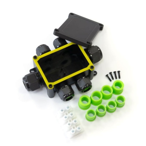 Коробка распределительная 6-вводная IP68 ПА66 40А 450В d5-14 мм 135х96х42 черная | код PR08.13151 | Промрукав Коробка распределительная 6-вводная IP68 ПА66 40А 450В d5-14 мм 135х96х42 черная | код PR08.13151 | Промрукав