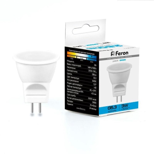 Лампа светодиодная 3Вт 230В G5.3 6400К MR11 LB-271 FERON 25553 Лампа светодиодная 3Вт 230В G5.3 6400К MR11 LB-271 FERON 25553
