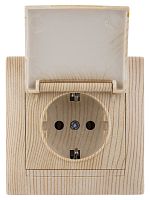 Розетка 2П+З 16А 250В IP44 с крышкой сосна Лама TDM | код SQ1815-0326 | TDM