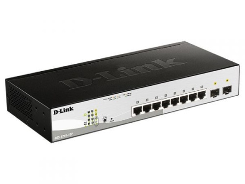 Коммутатор управляемый L2 PoE 8 портов 10/100/1000 Мб/с, 2хSFP, 65 Вт | код DGS-1210-10P/F3A | D-Link